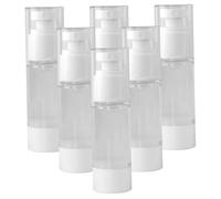 Botellas de bomba sin aire 6 piezas de 30 ml botella de spray de viaje portátil transparente con cubierta de polvo botellas de viaje reutilizables recargables para fragancia de tóner, plano