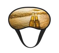 Botellas de cerveza Playa Atardecer Hora Impreso, Cubiertas oculares completas, antifaces para dormir que bloquean la luz, orejeras opacas para dormir