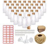 Botellas de cristal con corcho, 10 ml, pequeñas, 35 unidades, para aceite, especias, tubos de ensayo, hierbas, arena, barritas decorativas, transparente