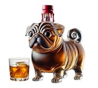 Botellas de cristal para whisky, dispensador de botellas de whisky Pug | Dispensador de vino transparente para brandy vodka cerveza espíritus