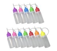Botellas De Extrusión De Plástico De 12 Piezas, Botellas Adhesivas Con Agujas, Dispensación De Líquidos Portátil, 10 Ml, Adecuadas Para Pegamento De Uñas Y Pigmentos.