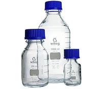 Botellas de laboratorio de 50 ml GL32, con graduaciones, con tapón de rosca y anillo de vertido de PP, hecho de vidrio de borosilicato 3.3, con logotipo de bruja, unidad de embalaje completa