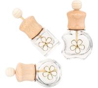 Botellas de Perfume de Coche Vacías 3 Piezas de Vidrio y Madera