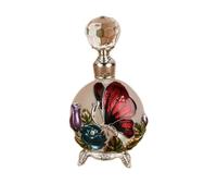 Botellas de perfume de cristal, botella de perfume retro de 25 ml, botella de perfume de mariposa antigua, botella de aceite esencial, botella dispensadora de aceite (rojo)