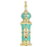- Botellas de Perfume rellenables, Estilo Vintage de Oriente Medio, Botella de Esencial vacía, 12 ml (Dorado y Verde)