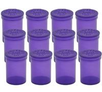 Botellas de píldoras vacías herméticas multiusos con tapas con bisagras, organizador de botellas de plástico de 30 dram para suplementos, vitaminas y medicamentos, paquete de 12 (violeta translúcido)
