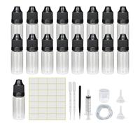 Botellas de plástico vacías con cuentagotas, botellas de viaje, botellas dosificadoras con tapa de seguridad para niños, incluye embudo, vaso medidor, etiquetas, pipeta de transferencia (10 ml × 30