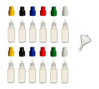 Botellas de polipropileno de 10 ml con tapas de colores y embudo, 12 unidades, botellas vacías de plástico para líquidos