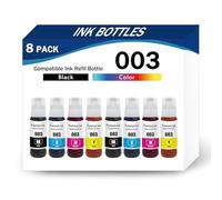 Botellas de Recarga de Tinta 003 compatibles con Las impresoras Epson L1110, L1210, L1216, L1250, L1256, L3100, L3101, L3106, L3110, L3115, L3116, L3150, L3151, L3152 y L3156(Size:2Set,Color:4Color)