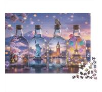 Botellas de Recuerdo de Viaje 100% de cartón Reciclado con Reflejos de monumentos. Rompecabezas de 1000 Piezas para Adultos. Rompecabezas Decorativo único y Hermoso de 52 x 38 cm / 1000 Piezas.