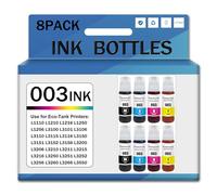 Botellas de Tinta de Recarga de Color compatibles con el Modelo 003 para impresoras Epson L1110 L1210 L1216 L1250 L1256 L3100 L3101 L3106 L3110 L3115 L3116(Size:2Set,Color:4Color)