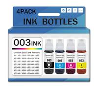 Botellas de Tinta de Recarga de Color compatibles con el Modelo 003 para impresoras Epson L1110 L1210 L1216 L1250 L1256 L3100 L3101 L3106 L3110 L3115 L3116(Size:1Set,Color:4Color)