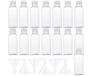 Botellas de Viaje，15 Piezas 50 Ml Botella plástica cosmética Transparente Botella de Muestra Rellenables para Champú Crema Loción Artículos de Tocador