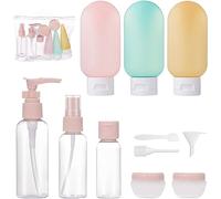 Botellas de viaje para llenar botellas de plástico Juego de viaje portátil de 11 piezas con vaporizadores, frascos de bomba y frascos de crema envases cosméticos líquidos