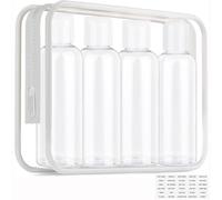 Botellas de viaje transparentes de 3.4 onzas/100 ml, recipientes vacíos aprobados por la TSA, con bolsa de aseo, kit de cosméticos con etiquetas para champú, acondicionador, loción y accesorios de