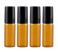 Botellas de Vidrio ámbar con Bola de Metal - 4 Piezas Botella de Aceite Esencial Roll-on para Aceite Esencial, Frasco Perfume Recargable,5ML