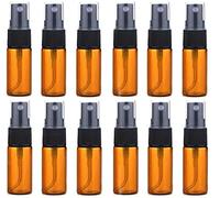 Botellas de vidrio ámbar de 10 ml (0,34 oz) - 12 unidades de botellas de spray vacías, botellas de vidrio redondas con atomizador transparente - Perfectas para fórmulas de aceites esenciales