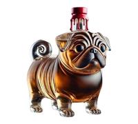 Botellas de vidrio de whisky - Pug Forma Decant de cristal, dispensador de líquido transparente, regalo de la novedad, contenedor de espíritus para el brandy, vodka, cerveza, vino, bebidas, bebidas