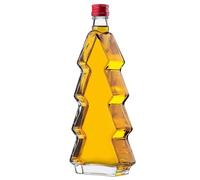 Botellas de vidrio en forma de árbol de Navidad KADAX, 500 ml, con tapón de rosca rojo - Botellas vacías para rellenar con licor y aguardiente, ideal para Navidad y como regalo
