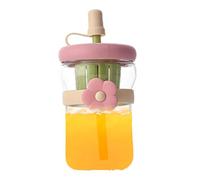 Botellas de vidrio reutilizables | Botella de vidrio transparente de 500 ml, a prueba de fugas, frasco reutilizable con popote de silicona, para bebidas, viajes, camping, gimnasio, escuela, oficina