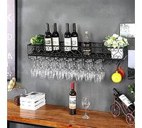 Botellas de vino y soporte para copas de hierro forjado montado en la pared soporte de copa de gran capacidad adecuado para el hogar, bodega, bar, espectáculo de vinos (Color: A Tamaño: 12025 cm)