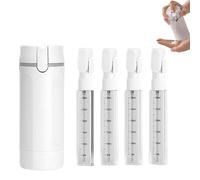 Botellas dispensadoras de viaje rellenables 4 en 1, juego de botellas de viaje a prueba de fugas con escala y etiqueta, botella bomba de viaje para champú, loción, acondicionador, crema (blanco)