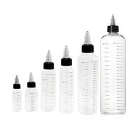 Botellas graduadas de plástico transparente, tapa giratoria, botellas exprimibles rellenables viaje, líquidos, tintas, aceites, arte, contenedor tinte for el cabello, 2 uds(30ml)
