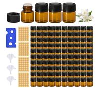 Botellas Miniaturas Para Aceites Esenciales: 100 Piezas Frascos de Vidrio Marrón, Frascos Vacíos Marrones con Etiqueta, Embudo y Abridor, para Aromaterapia y Masajes (1ml Marrón)
