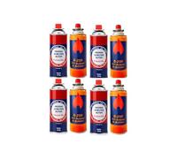 Botellas para Camping Gas Portatil u Hornillo Camping Portátil, Cocinal, Infernillo, Fogareiro, Cartucho de Gas Butano para Acampada B-250 para Hornillos Camping y Quemadores (Packs de 8 Botellas)