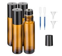 Botellas Roll On Cristal, Roll on Aceites Esenciales, Perfume Roll, Botella De Rodillo Vacía, 4 Piezas 10ml Pequeñas Botellas de Cristal con Bola de Acero Inoxidable, para Perfumes Aromaterapia