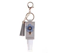 Botellas vacías de alcohol en aerosol de 30 ml, subembotellado tipo spray para desinfectante de manos y tóner, soporte para llavero con funda de cuero con borla, accesorio portátil para llaves