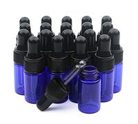 Botellas vacías de cristal azul de 3 ml con pipetas blancas de cristal transparente, botellas de aceite esencial rellenables, con tapón de rosca, perfume líquido y fragancia de ojos pequeños, azul, 20