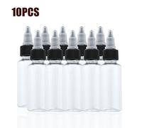 Botellas vacías de la tinta del tatuaje con los casquillos de la torsión, botellas plásticas de 10pcs 30ml que tocan los accesorios de las herramientas(CLEAR 10pc)