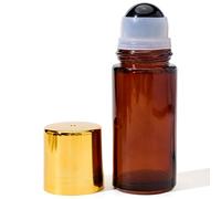 Botellas Vacías Rollerball de 50 Ml, Botella Roll on de Vidrio Ámbar con Cristal para Aceites Esenciales, Envases de Desodorante Vacío Recargables para Viajes, Negro