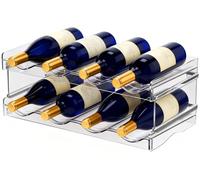Botellero apilable, 2 unidades, capacidad para 8 recipientes, organizador de botellas, para armario, frigorífico, encimera de cocina