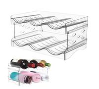 Botellero apilable, organizador de botellas que sostiene hasta 6 botellas, soporte para botellas de refrigerador, apilable, estante transparente para vino, para frigorífico, armario, despensa, cocina