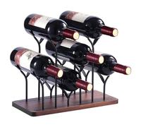 Botellero, Botellero Encimera Forma de la Hoja, 6 Botellas, Material metálico, para Armario, Despensa, Bar Y Mesa, 34.4 * 16 * 25cm(Bronze)