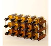 Botellero clásico de madera de roble teñida y metal galvanizado para 15 botellas
