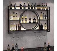 Botellero Colgante Botelleros De Pared, Botellero De Bar, Estante De Almacenamiento De Vidrio Para Copas, Portabotellas De Hierro, Estantes Para Botellas De Licor Para Bar (Negro 120X15X80Cm/47X5.9X3