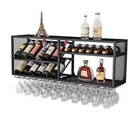 Botellero Colgante Botelleros Para Vino Montado En La Pared Industrial, Porta Vino Colgante De Metal De Gran Capacidad, Botellero Colgante De Pared Para El Hogar, Restaurante, Bares (Negro 100 Cm/39,