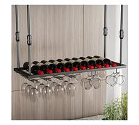 Botellero Colgante con Soporte para Copas Y Estante, Barra De Techo De Metal Ajustable, Estante para Copas De Vino, Estante Industrial para Vinos Montado En La Pared, Bar, Cafetería, C