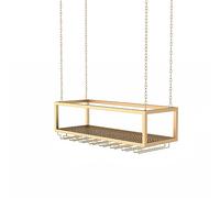 Botellero colgante con soporte para copas y estante, barra de techo de metal ajustable para copas de vino, soporte de hierro para botellas, para bar, expositor de vino (dorado, 120 x 25 x 20 cm)