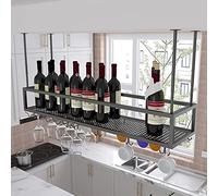 Botellero Creativo para Techo, Soporte para Botellas de Vino, Expositor Colgante para Copas de champán, Estante de Almacenamiento de Hierro Forjado para Debajo del Mueble del Bar doméstico (