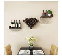Botellero de 5 piezas en forma de corazón montado en la pared con estante de almacenamiento, creativo, moderno, simplicidad, multifuncional, estante de pared (color: roble Tamaño: B) (nogal negro B)