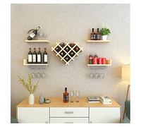 Botellero de 5 piezas en forma de corazón montado en la pared con estante de almacenamiento, creativo, moderno, simplicidad, multifuncional, estante de pared (color: roble Tamaño: B) (nogal claro A)