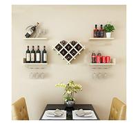 Botellero de 5 piezas en forma de corazón montado en la pared con estante de almacenamiento, creativo, moderno, simplicidad, multifuncional, estante de pared (color: roble Tamaño: B) (roble A)