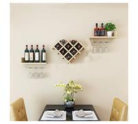 Botellero de 5 piezas en forma de corazón montado en la pared con estante de almacenamiento, creativo, moderno, simplicidad, multifuncional, estante de pared (color: roble Tamaño: B) (nogal claro B)