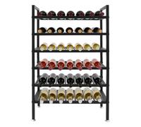 Botellero de 6 niveles, 36 botellas, de pie, de metal | 50 kg negro estante de mesa soporte vino botella organizador soporte soporte para hoteles, restaurantes, cocinas y oficinas