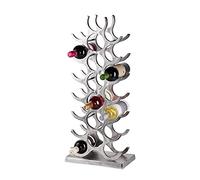 Botellero de aluminio plateado, soporte para botellas de vino, estante moderno de metal, soporte para botellas de champán, vino y champán, 72 cm XL