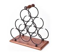 Botellero de hierro forjado, estante de vidrio de mesa, botellero para 6 botellas, decoración del hogar galvanizada antioxidante, almacenamiento en bodega para sala de estar y restaurante (A) Beauty